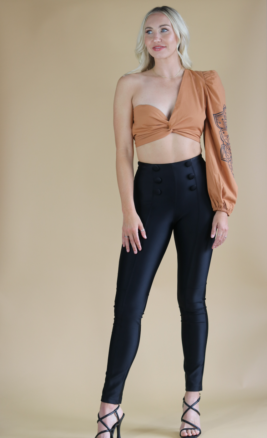Compression Shine Sculpted Pants front buttons