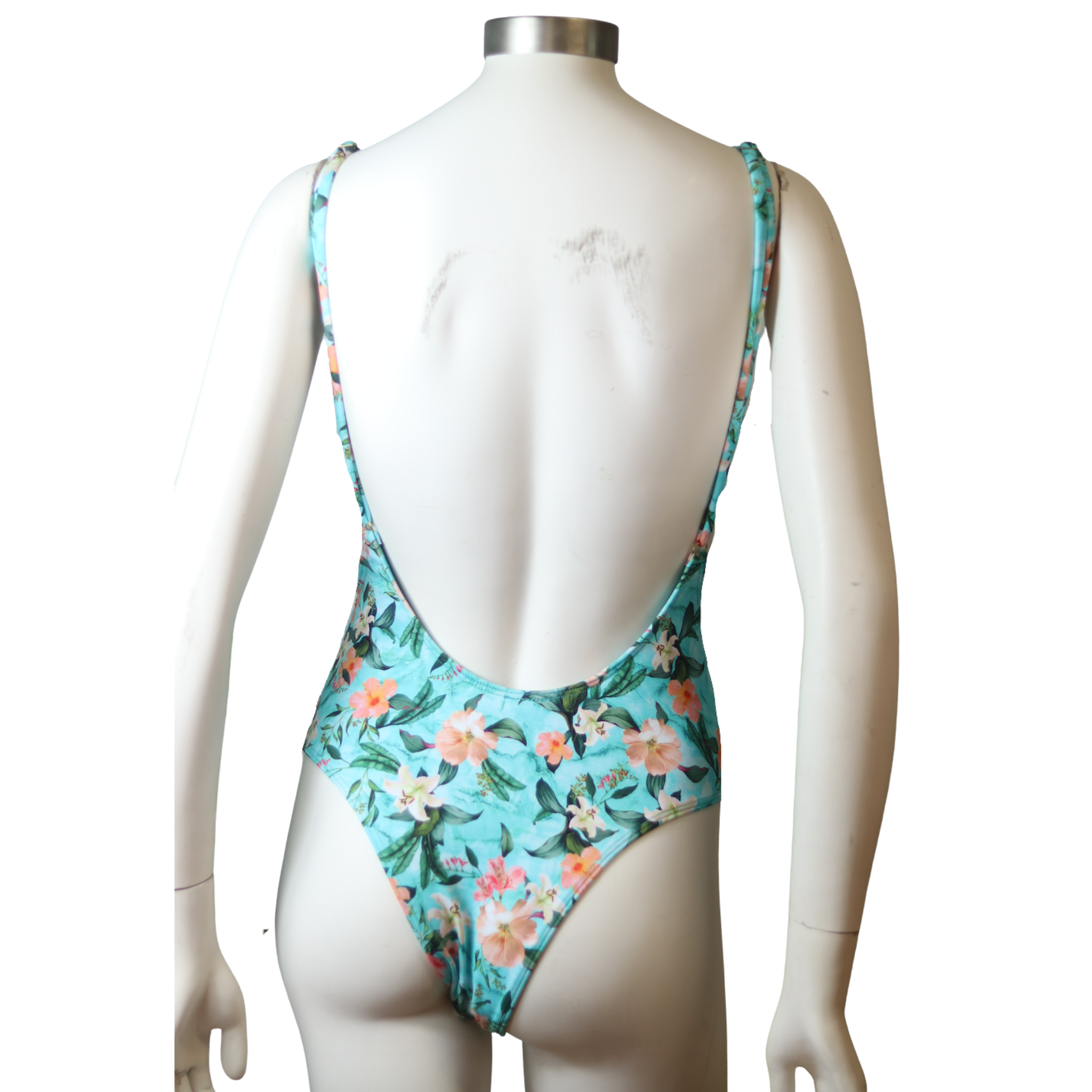 Linda Teal and Pink flowers One-piece Swimsuit